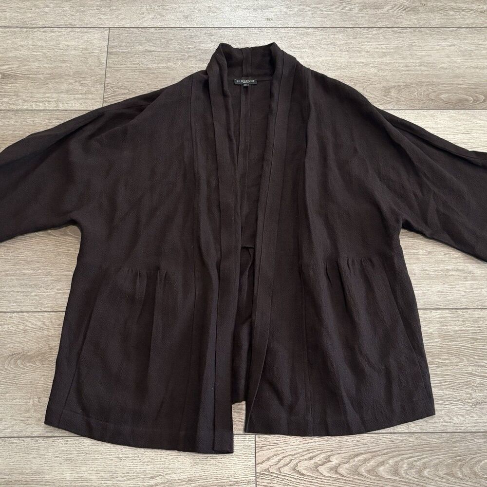 Eileen Fisher Woman Linen Blend‎ Open Front Short Sleeve Womens 1X Quiet Luxury
